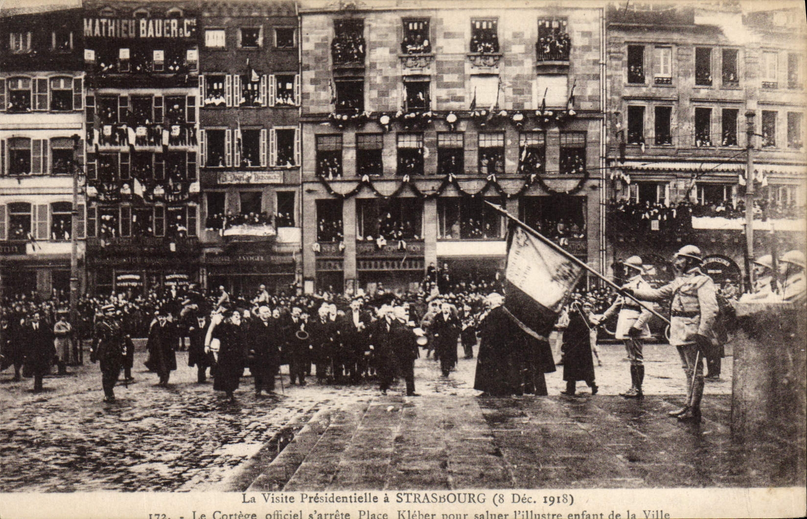 CPA La Visite Presidentielle a Strasbourg 8 Dec 1918 