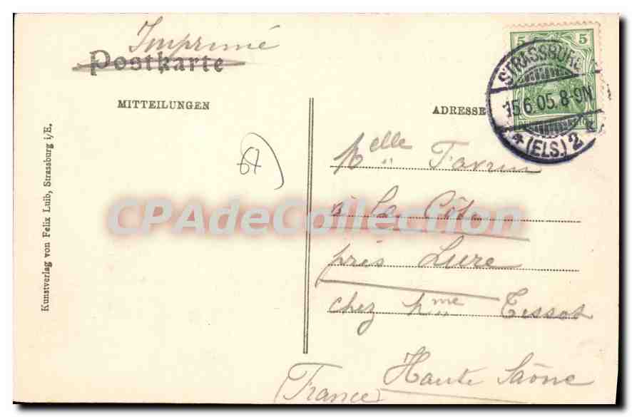 CPA Strasbourg Plais de Justice et Eglise Saint Pierre  — Rückseite