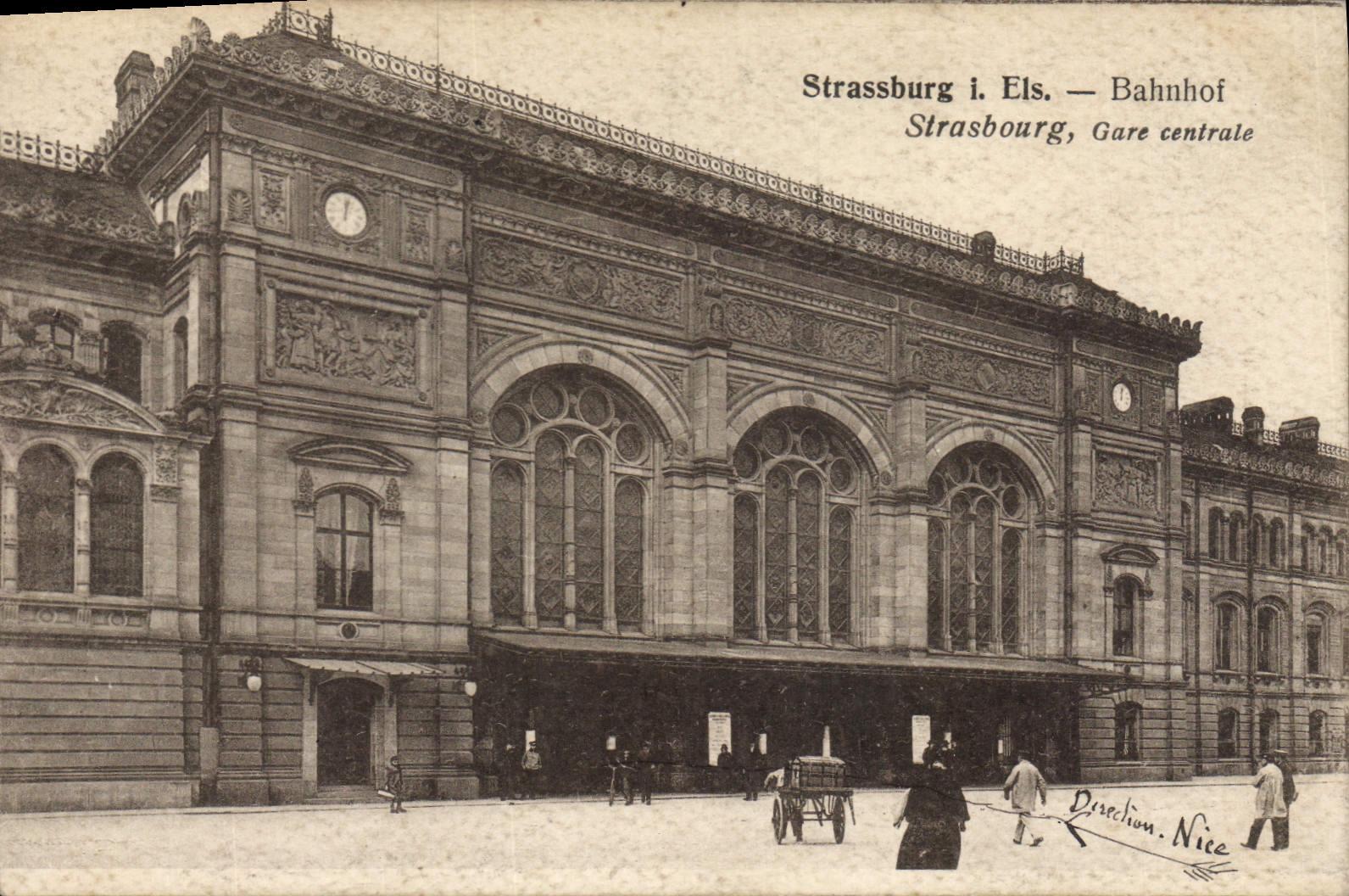 CPA Strassburg i Els Bahnhof Strasbourg Gare centrale 