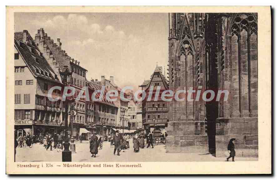 CPA Strassburg i ELS Munsterplatz und Haus Kammerzell 