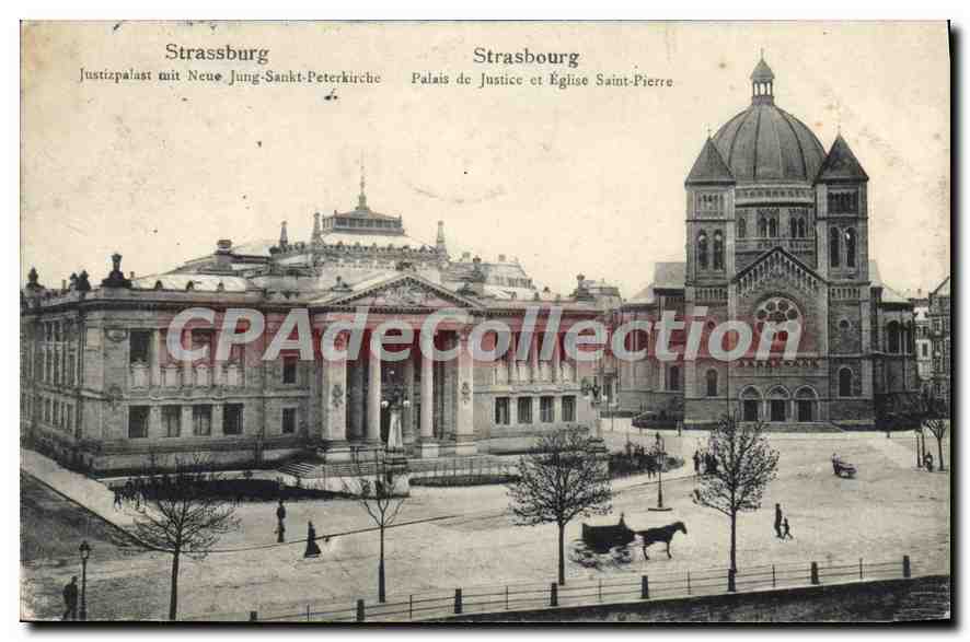 CPA Strasbourg Palais de Justice et Eglise Saint Pierre 