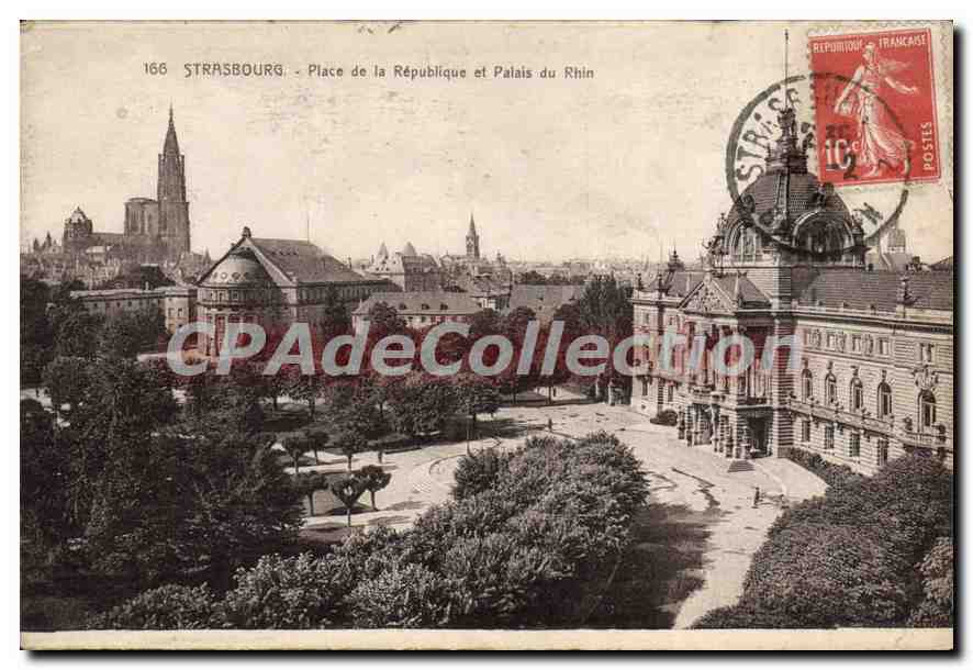 CPA Strasbourg Place de la Republique et la Palais du Rhin 