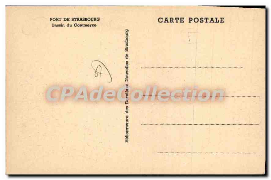 CPA Port de Strasboug Bassin du Commerce  — Rückseite