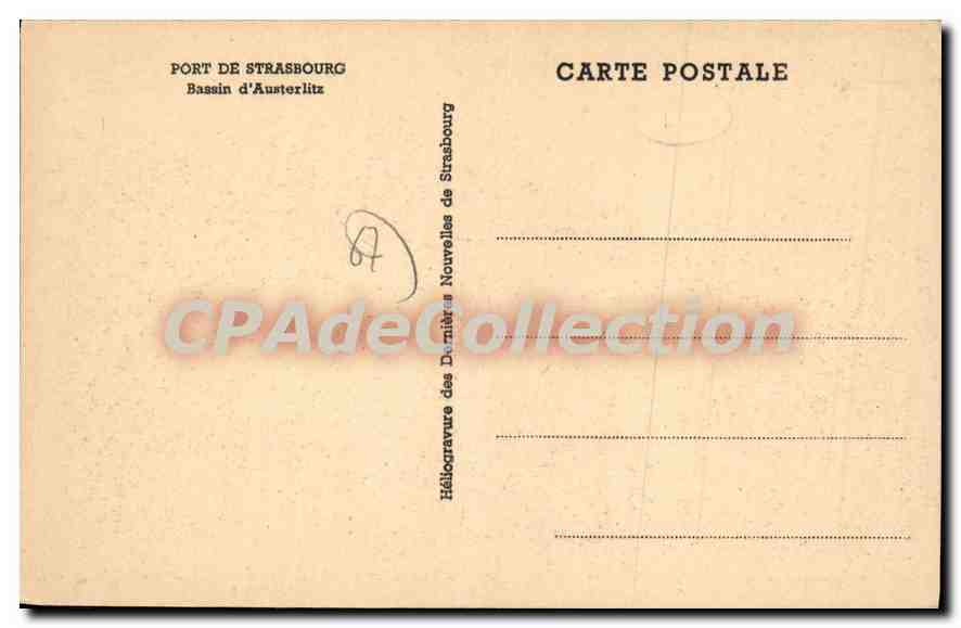 CPA Port de Strasbourg Bassin d'Austerlitz  — Verso