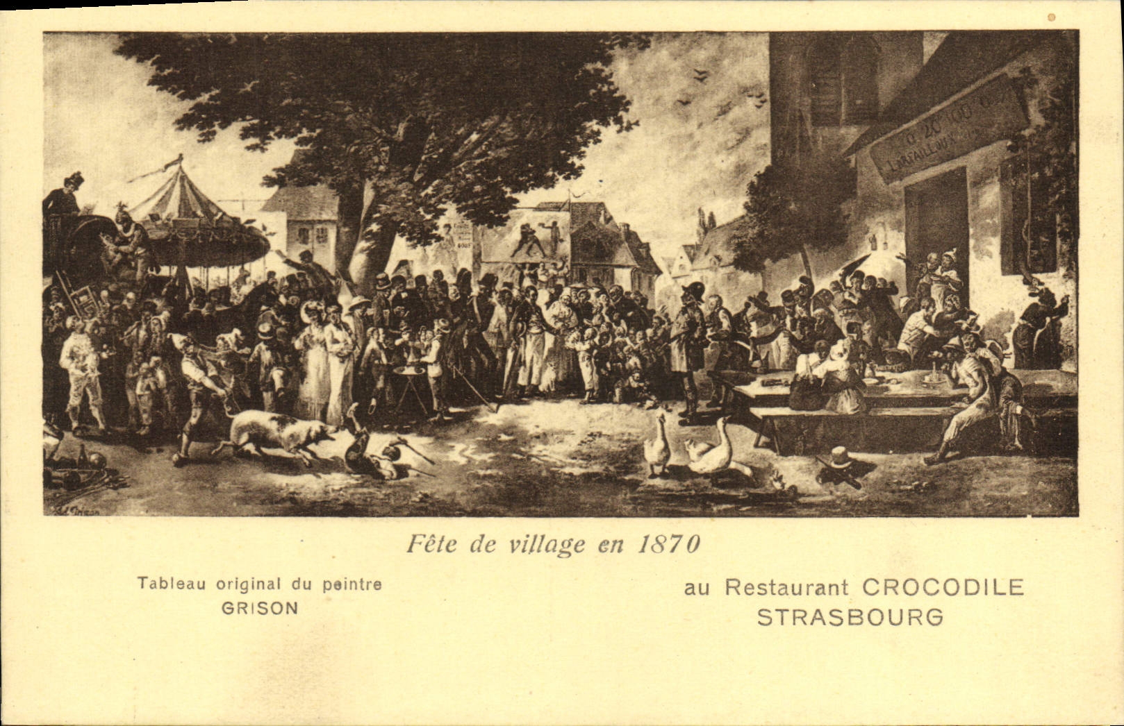 CPA Fete de village en 1870 au Restaurant Crocodile Strasbourg peintre Grison