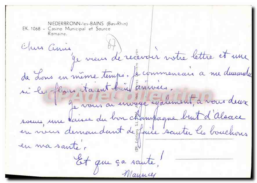 CPSM Niederbronn les bains Bas Rhin Casino Municipal et Source Romaine — Rückseite