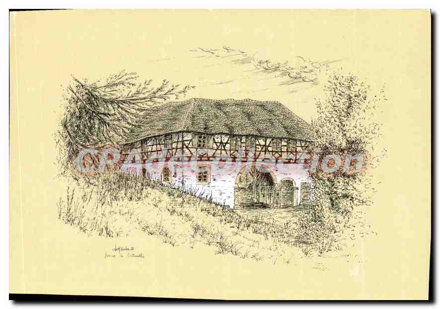CPSM Ferme Alsacienne a Reitwiller dans le Kochersberg illustration Joel Roche