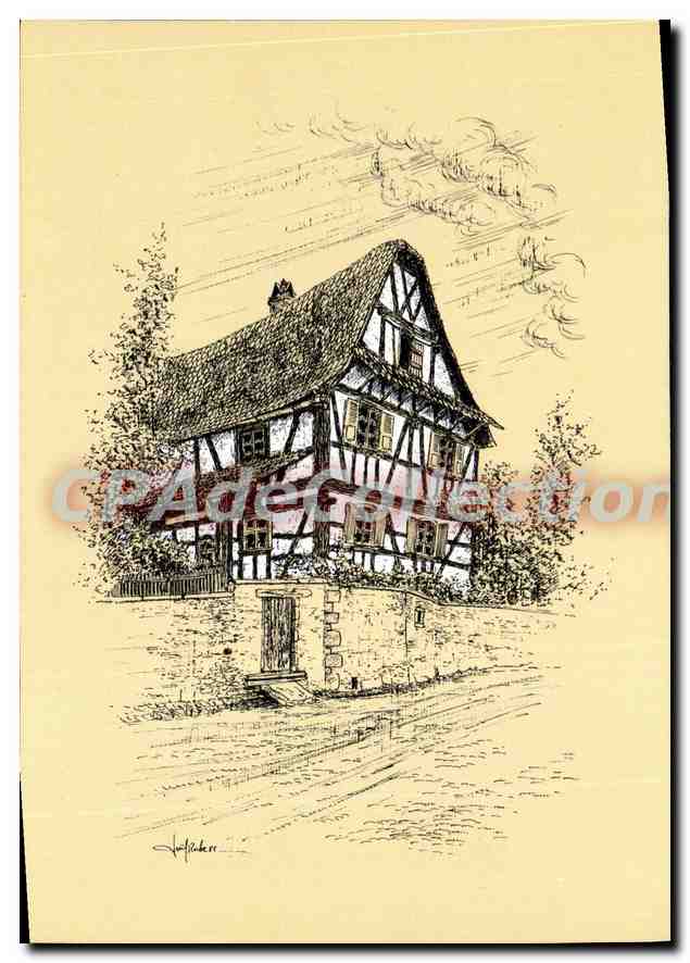 CPSM Ferme Alsacienne de Dauendorf Bas Rhin illustration Joel Roche