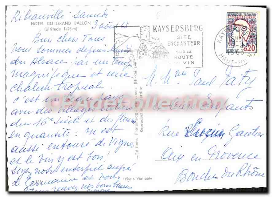 CPSM Hotel du Grand Ballon  — Rückseite
