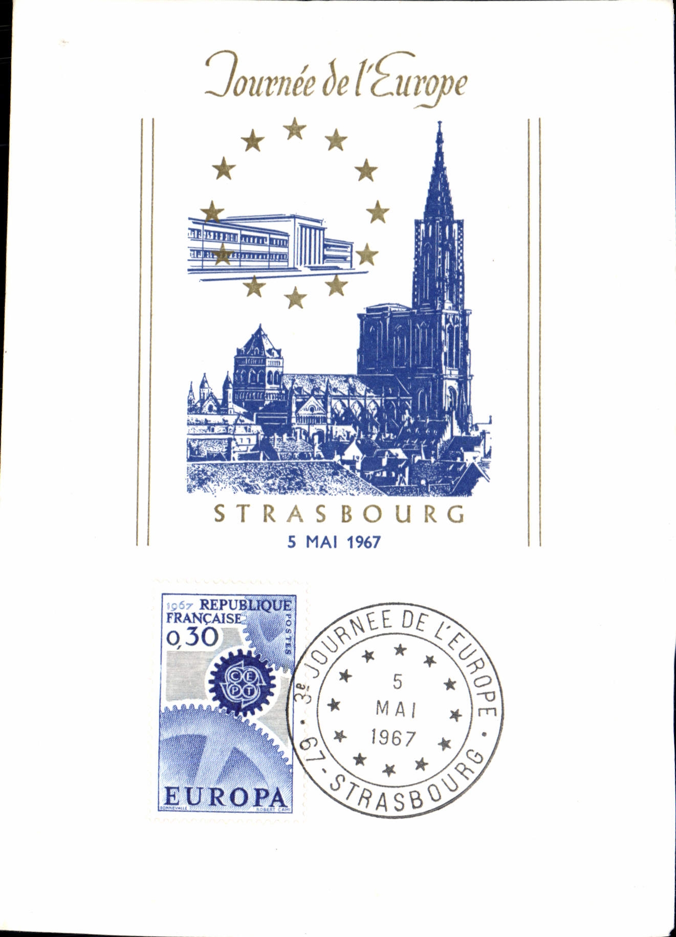 CPSM Journee de l'Europe Strasbourg 5 mai 1967 timbre europa