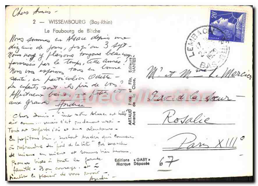 CPSM Wissembourg Bas Rhin Le Faubourg de Bitche  — Verso