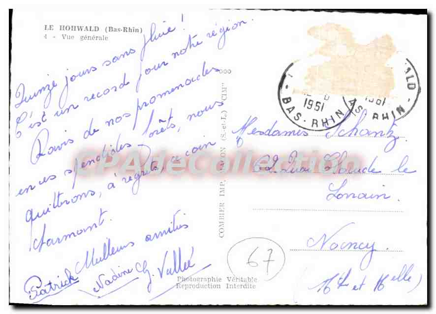 CPSM Hohwald Bas Rhin Vue generale  — Rückseite