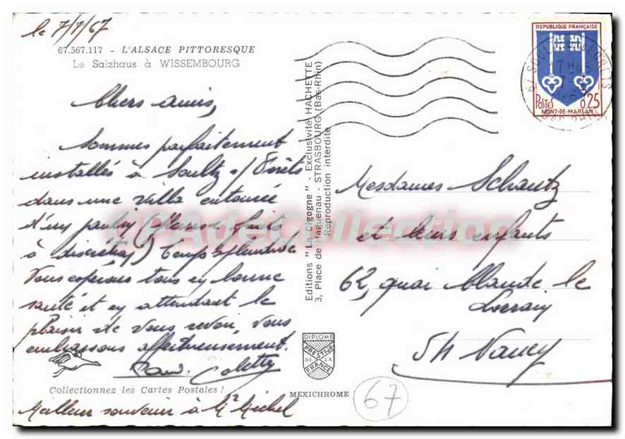 CPSM L'Alsace Pittoresque Le Salzhaus à Wissembourg  — Rückseite