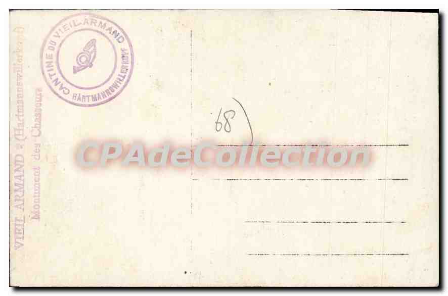 Monument des Alten Armand — Hartmannswillerkopf — Verlag: Cantine des Chasseurs — Rückseite