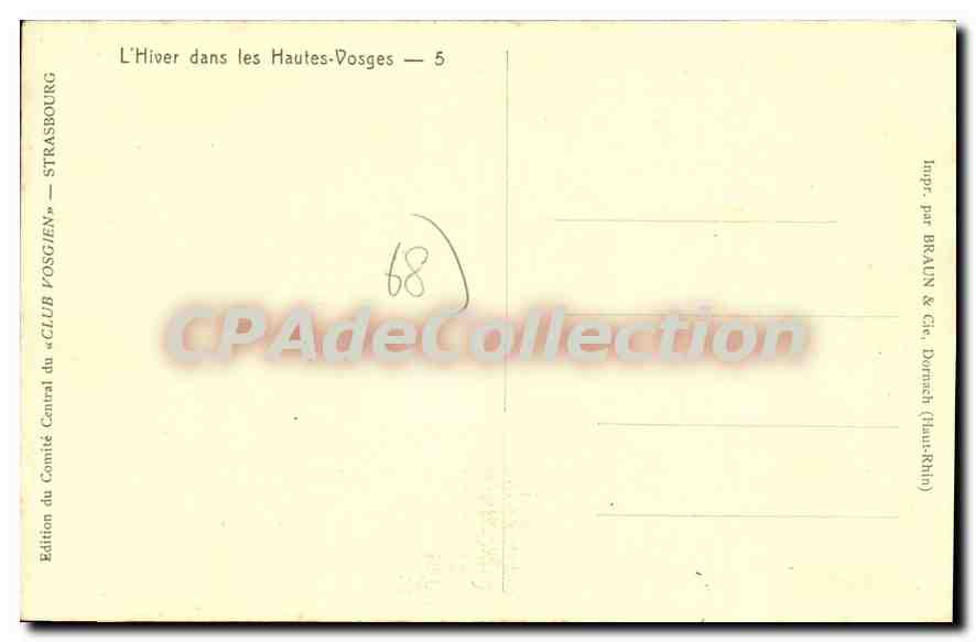 Corniches au Gazon de Fuing (Coubenklang) 1302 m — D. Felbery — Édition du Comité Central du « CLUB POSGIEN » — Strasbourg — Rückseite