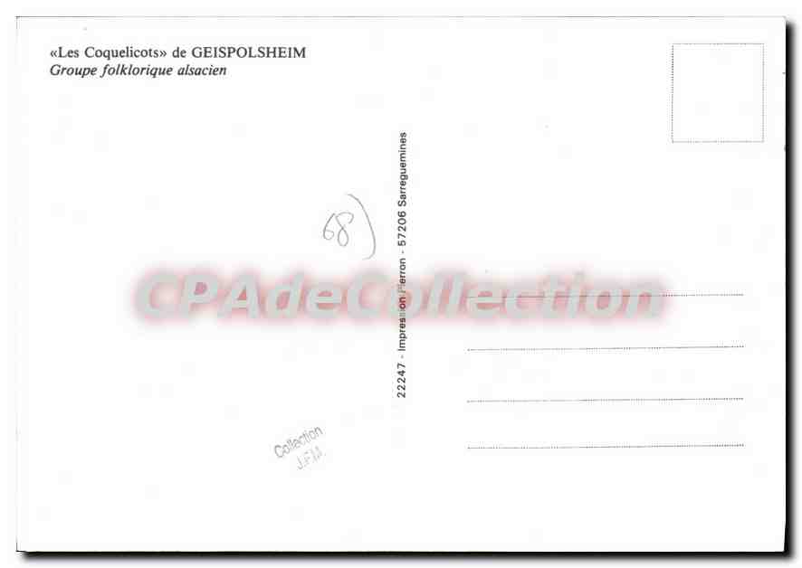 Les Coquelicots de Geispolsheim — Groupe folklorique alsacien — Impression Pierron — Verso