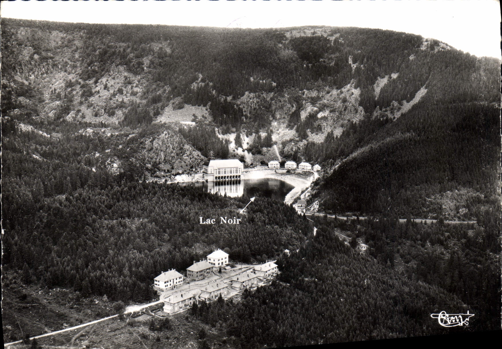 Schwarzer See — Luftbild mit Wasserkraftwerk — Orny's