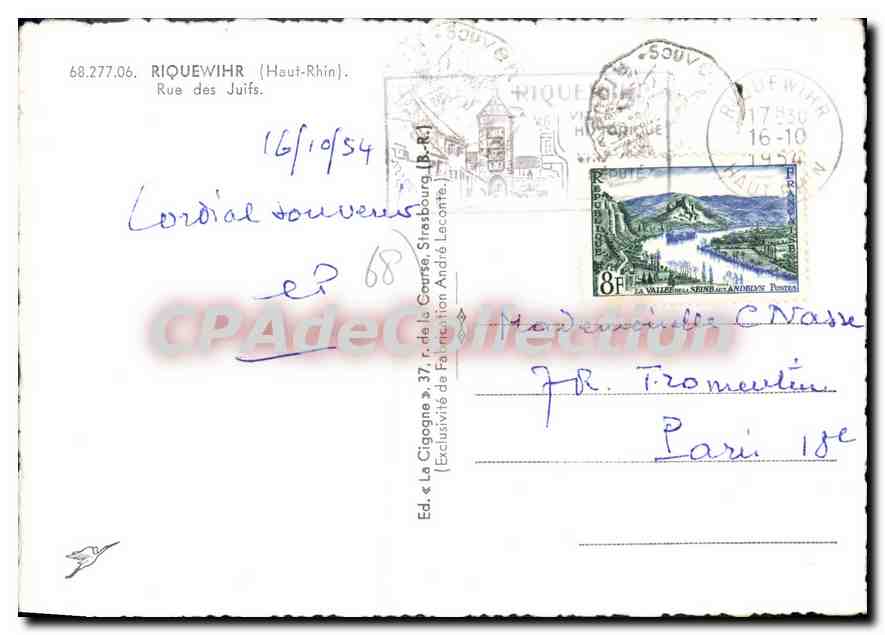 View of the Stork — Riquewihr (Upper Rhine) — Edition La Cigogne, n° 68.277.06 — Back