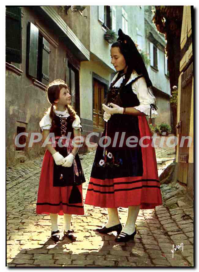 Elsassische Frauen im Tracht — In der Dorfstraße — Éditions d'Art Yvon, Paris