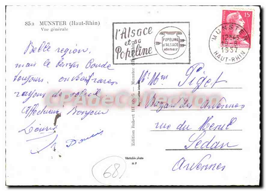 Munster (Haut-Rhin) — allgemeiner Blick — Edition Popeline d'Alsace G — Rückseite