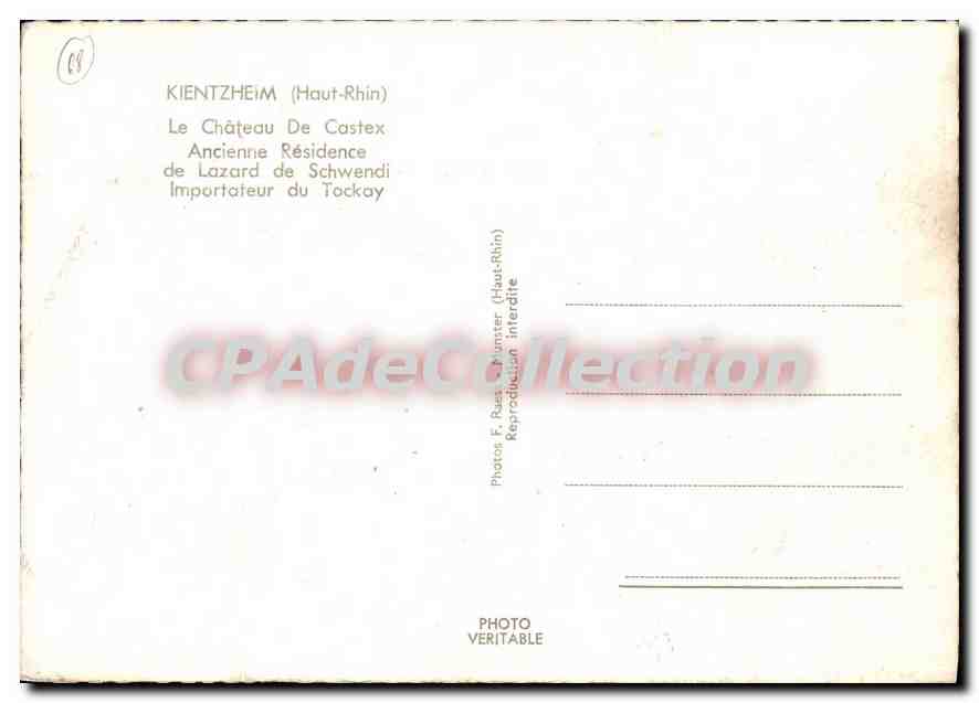 CPSM Kientzheim Haut Rhin Le Chateau de Castex Ancienne Residence de Lazard de Schwendi importateur — Verso
