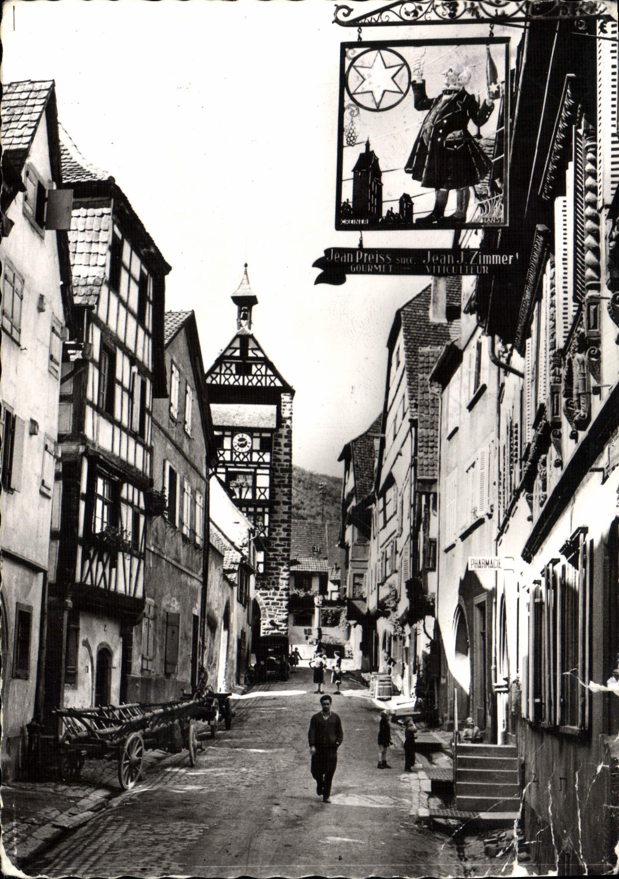 Riquewihr — Main Street with Sign of Jean J. Zimmer — Photos F. Raess, Munster (Haut-Rhin)