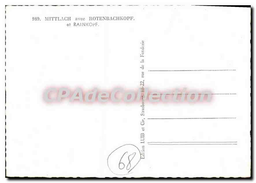 CPSM Mittlach avee Rotenbachkopf et Rainkopf  — Rückseite
