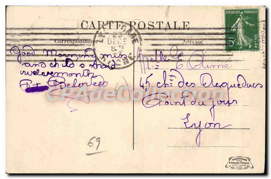 CPA Lyon Institution Notre Dame des Minimes La cour du refectoire  — Verso