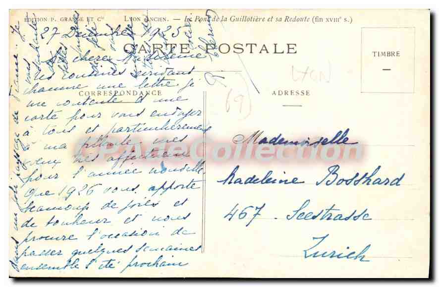 CPA Lyon Ancien Le Pont de la Guillotiere et sa Redoute  — Verso