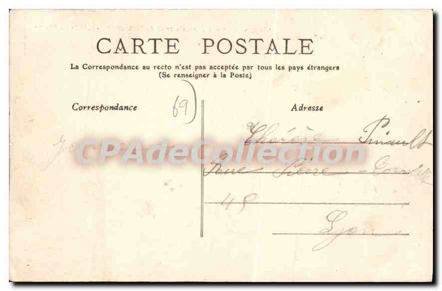 CPA Lyon Vue generale prise du Restaurant Gay la Croix Rousse  — Rückseite