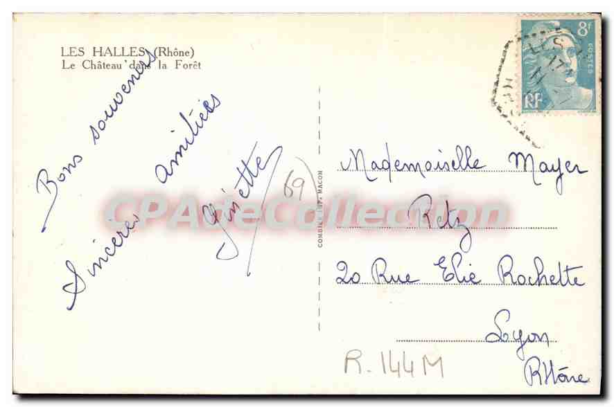 CPA Les Halles Rhone Le Chateau dans la Foret  — Rückseite