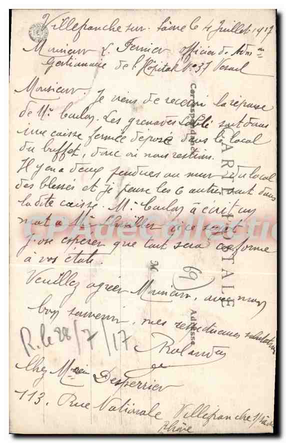 Villefranche (Rhône) - Le Promenoir — B. R., PARIS — Verso