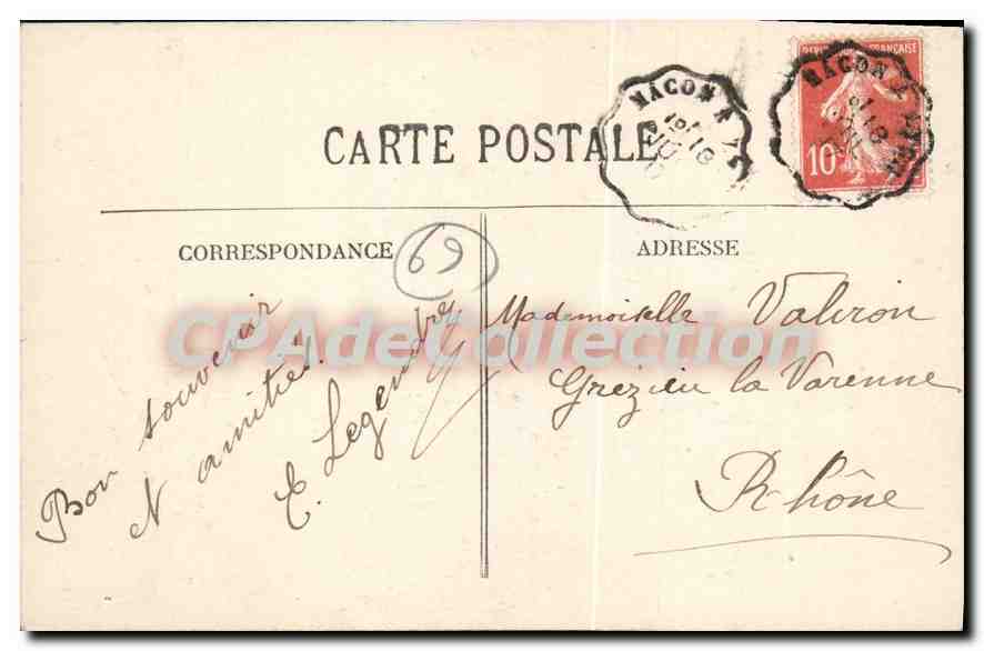 Couzon-au-Mont-d'Or (Rhône) — L'Église — S. Farges, édit. 916 — Verso