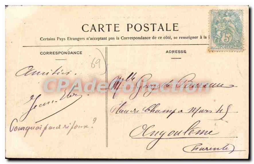 CPA Lyon Place du Pont Cours Gambetta  — Rückseite