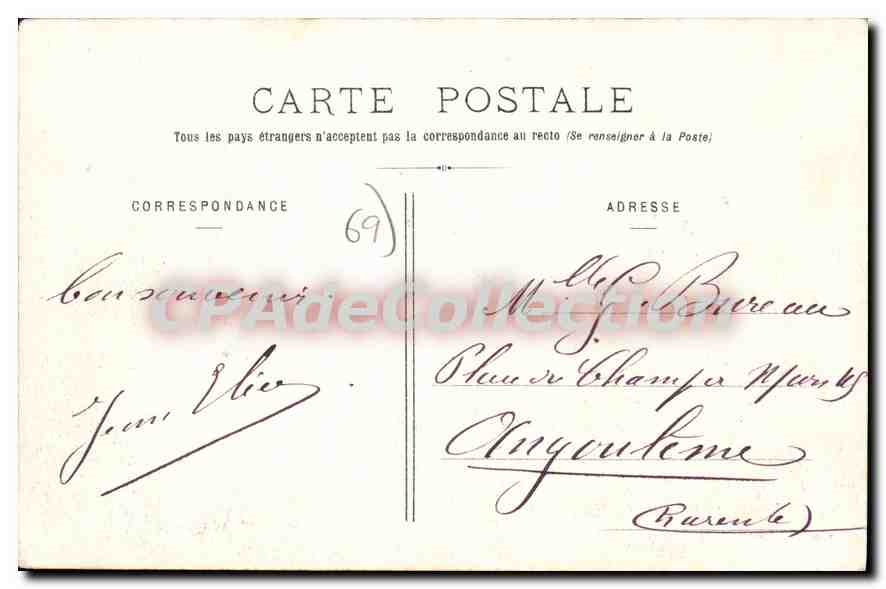 CPA Lyon Avenue de la Gare et Place Carnot  — Rückseite