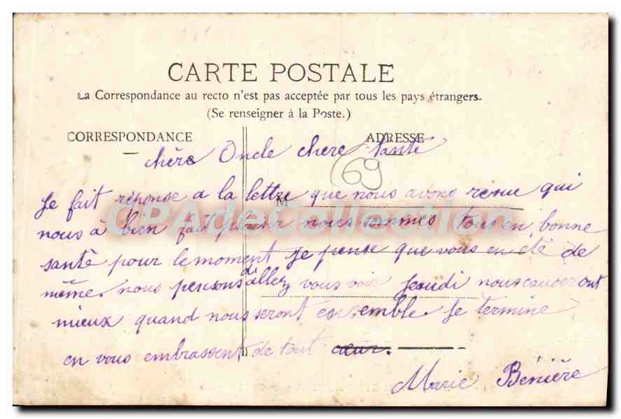 CPA Le Mazel par St Symphorien sur Coise  — Verso