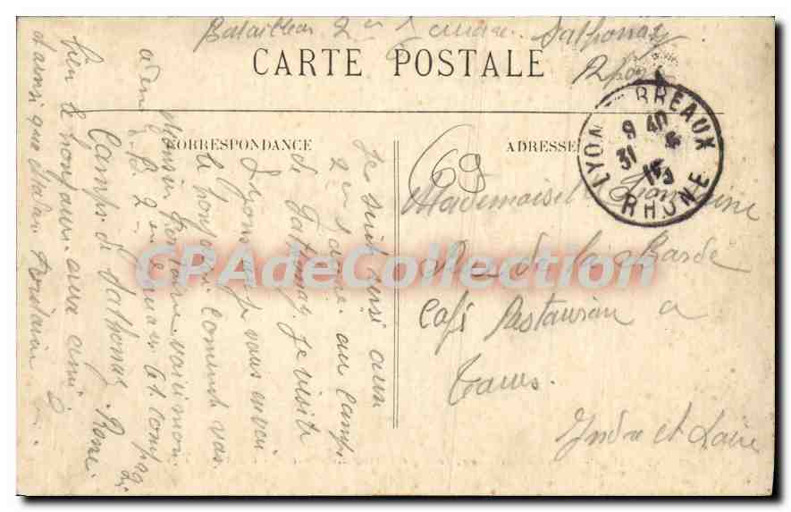 CPA Lyon Place des Terreaux Fontaine Bartholds et Coiline de Fourvere  — Rückseite