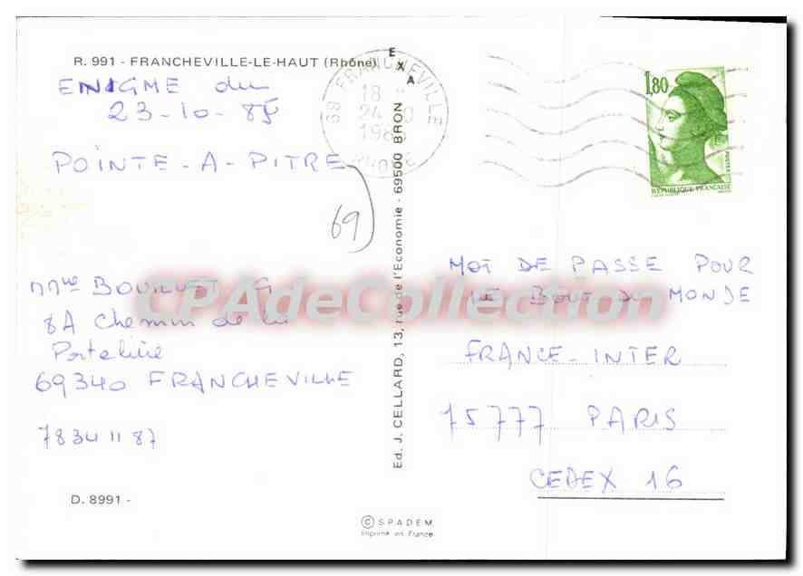 Francheville-le-Haut — vue de la chapelle, du rocher et des commerces — Ed. J. Cellard — Reverso