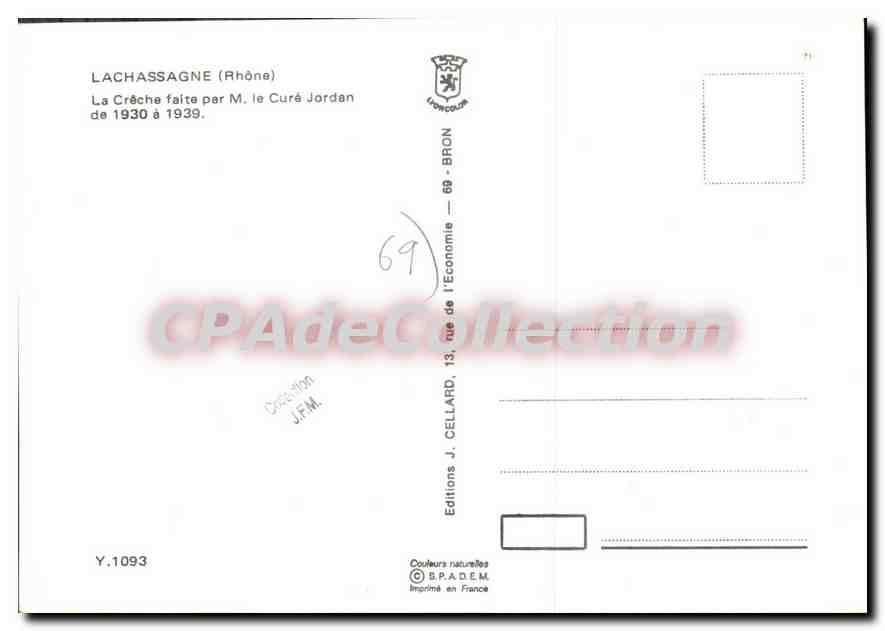 CPSM LaChassagne Rhone La Creche faite per M Le Cure Jordan  — Verso