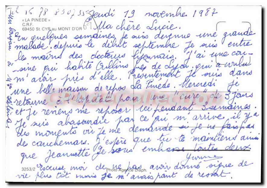 CPSM La Pinede St Cyr au Mont D'or  — Back