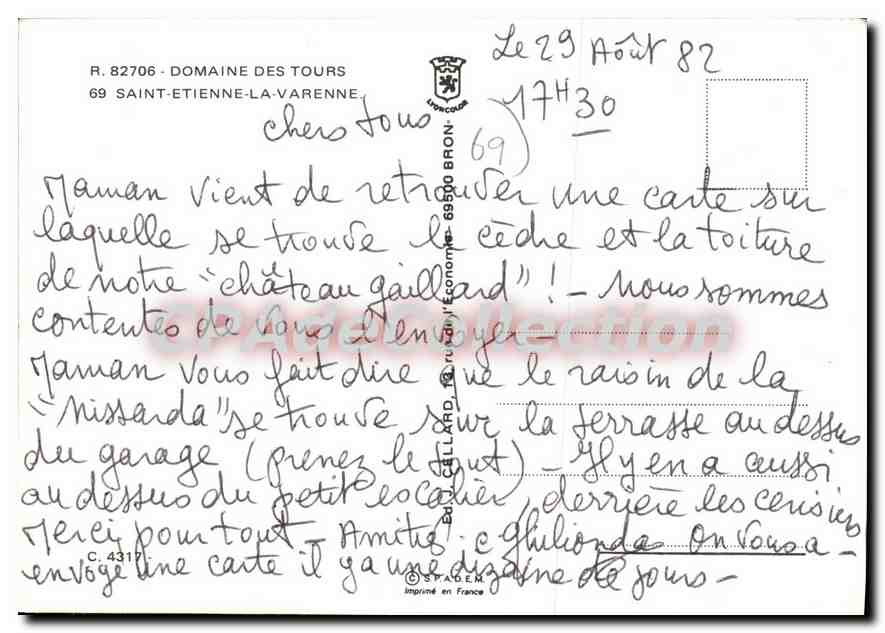 Domaine des Tours — Château Gaillard — Saint-Étienne-la-Varenne, Rhône — Verso