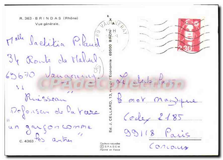 CPSM Brindas Rhone Vue generale  — Rückseite