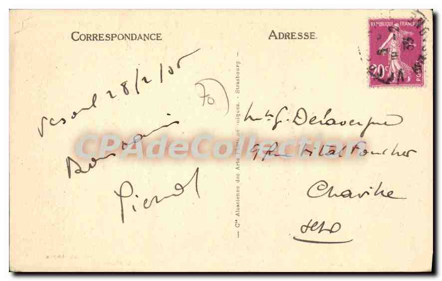 Vesoul — Route de Besançon — Col de la Motte — Édition Robin — Verso