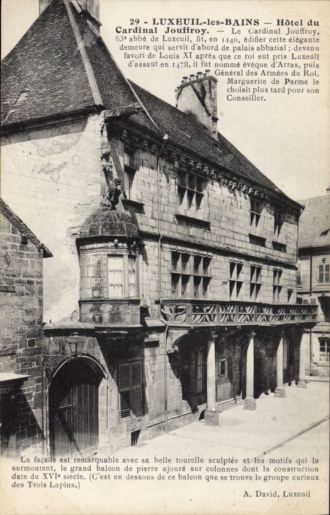 LUXEUIL-LES-BAINS — Hôtel du Cardinal Jouffroy — A. David, Luxeuil