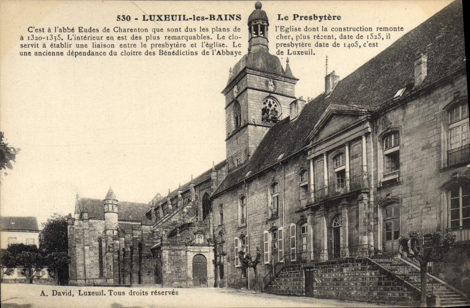 Luxeuil-les-Bains — Le Presbytère et l'église — A. David, n° 530