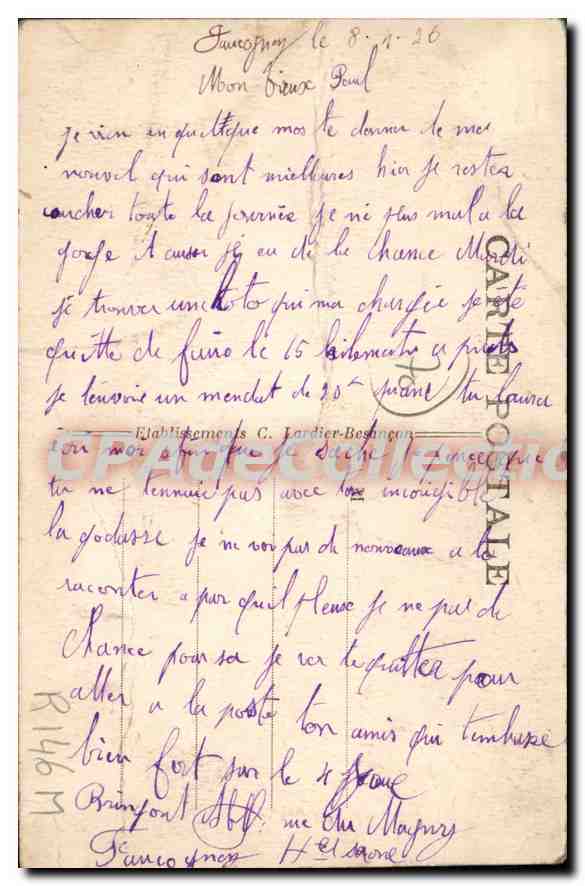 CPA Faucogney Hte S Vue Generale  — Rückseite