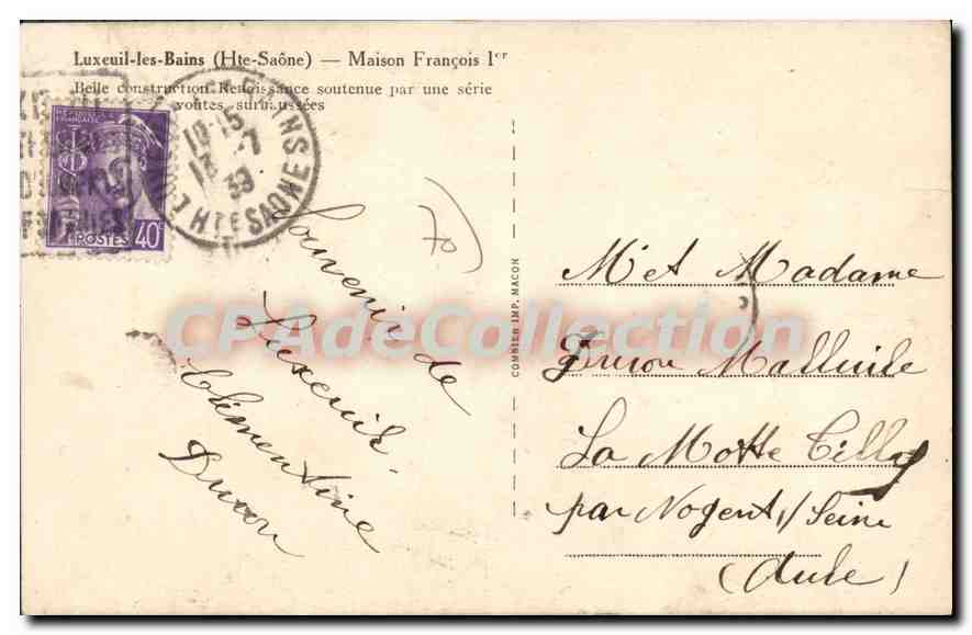 Luxeuil-les-Bains (Haute-Saône) — Maison François Ier — éditeur Cim — Reverso