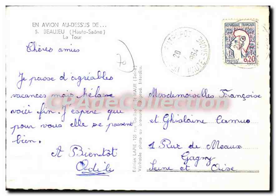 Beaurevoir — Vue aérienne de la Tour — Édition LAPIE — Rückseite