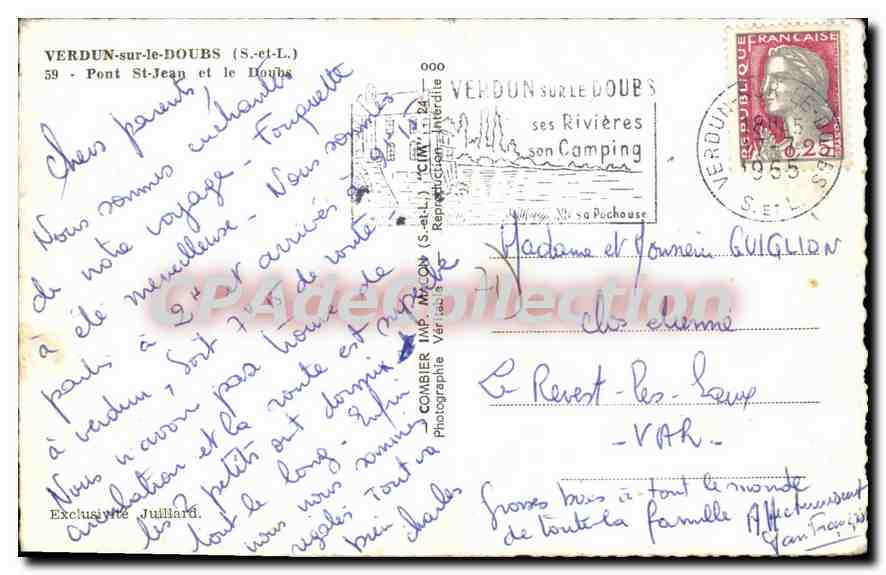 CPA Verdun sur le Doubs Pont St Jean et le Doubs  — Rückseite