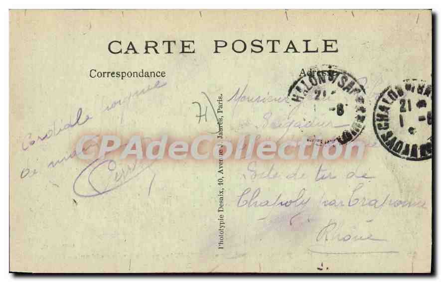 Chalon-sur-Saône — Petit Creusot, der « Mangini », auf der Saône « Marine française » — Edit. P. O. — Rückseite